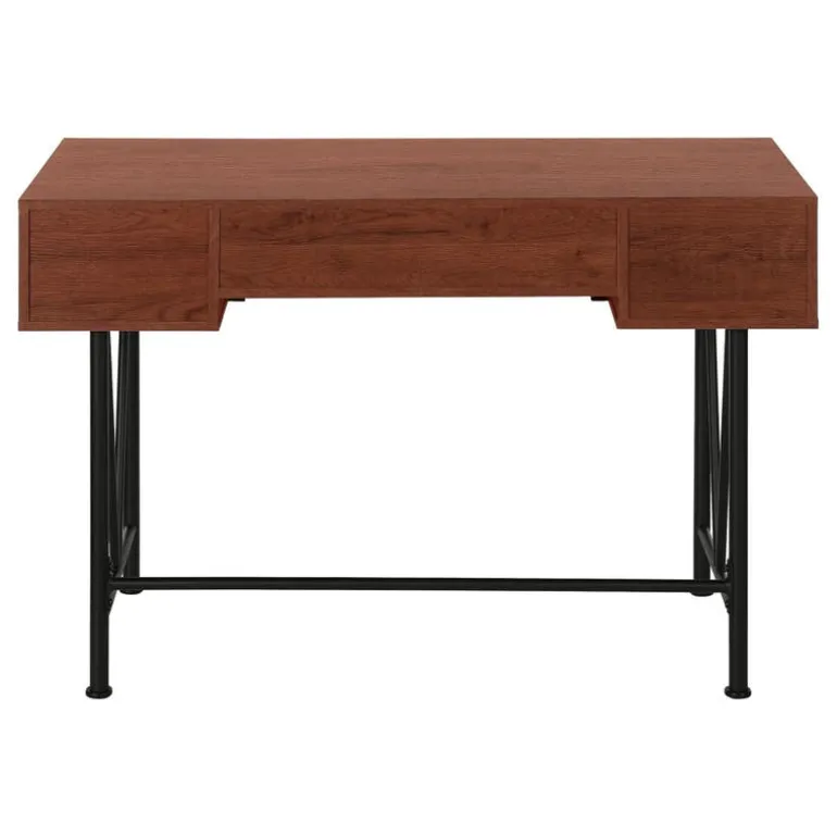 Computer desk - 3 storage drawer / metal legs v-shape design - 42"l - cherry - Monarch