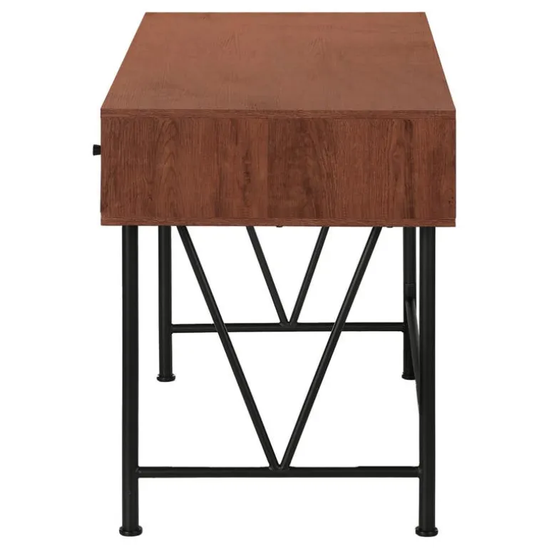 Computer desk - 3 storage drawer / metal legs v-shape design - 42"l - cherry - Monarch