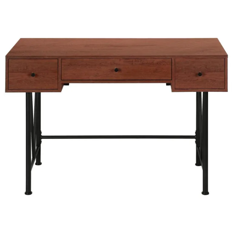 Computer desk - 3 storage drawer / metal legs v-shape design - 42"l - cherry - Monarch