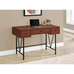 Computer desk - 3 storage drawer / metal legs v-shape design - 42