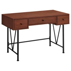 Computer desk - 3 storage drawer / metal legs v-shape design - 42