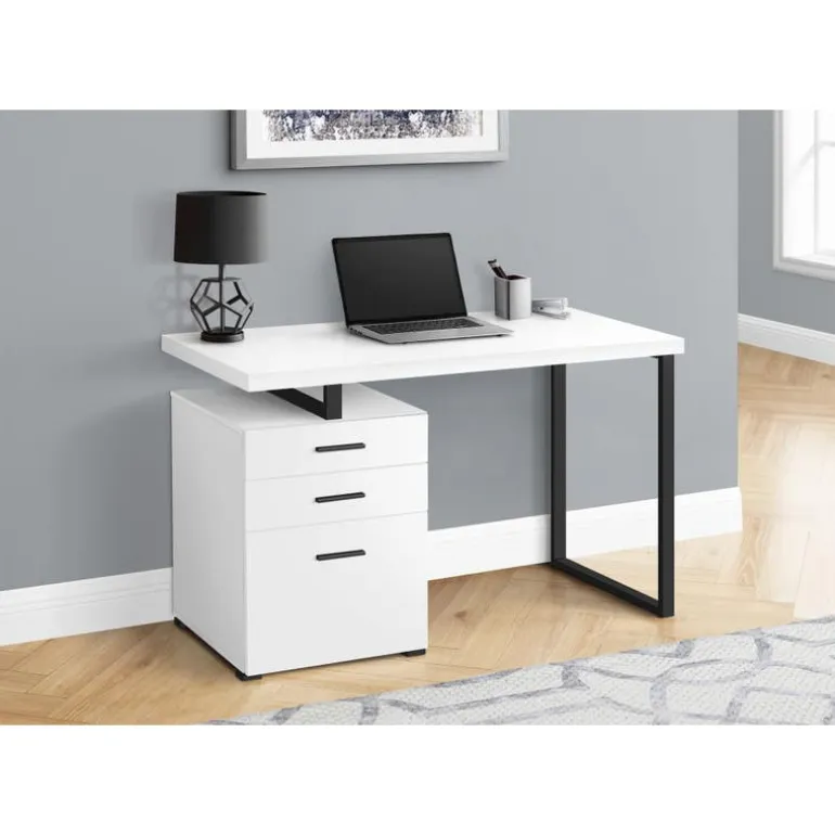 Computer desk - 3 storage drawers / left or right setup / floating desktop - - Monarch
