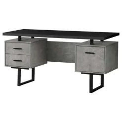 Computer desk - 3 storage drawers / reversible / floating desktop - 60"l - bl - Monarch