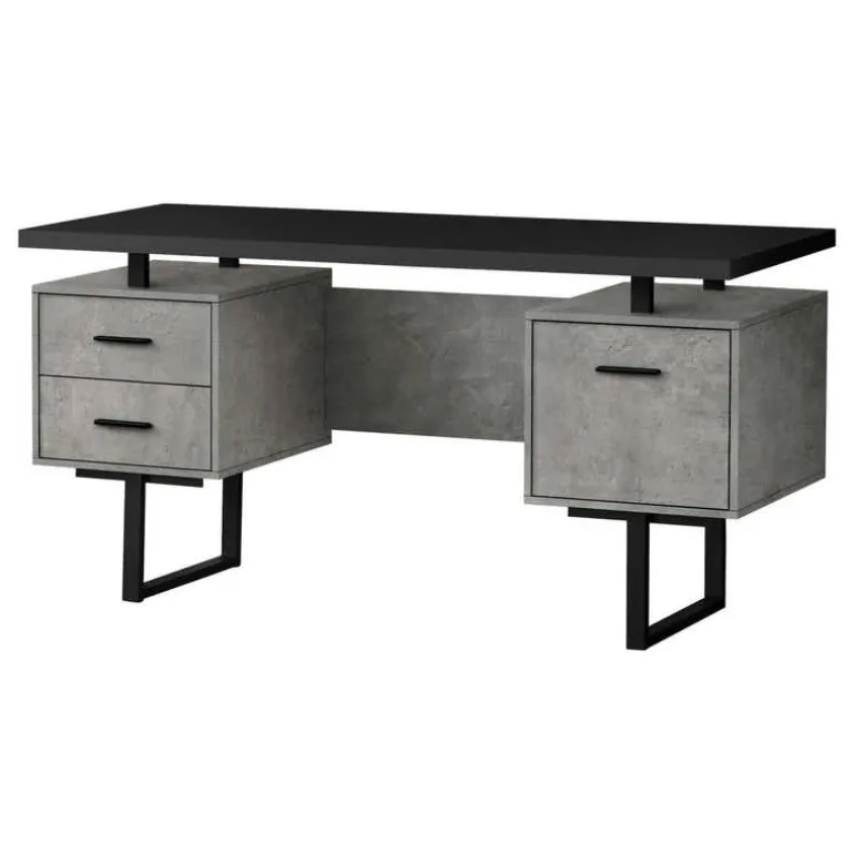 Computer desk - 3 storage drawers / reversible / floating desktop - 60"l - bl - Monarch
