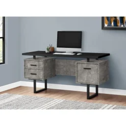 Computer desk - 3 storage drawers / reversible / floating desktop - 60