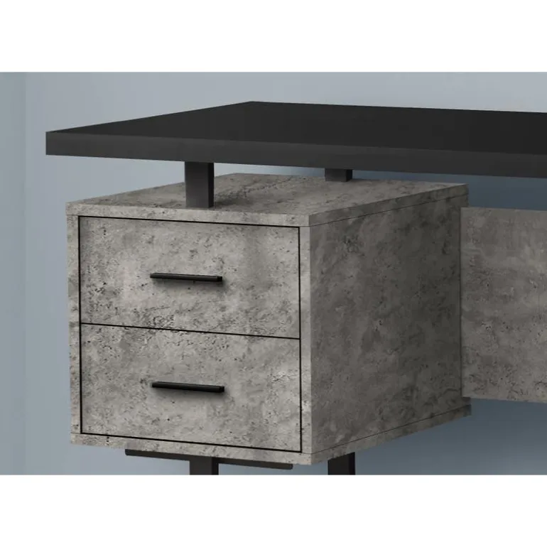 Computer desk - 3 storage drawers / reversible / floating desktop - 60"l - bl - Monarch