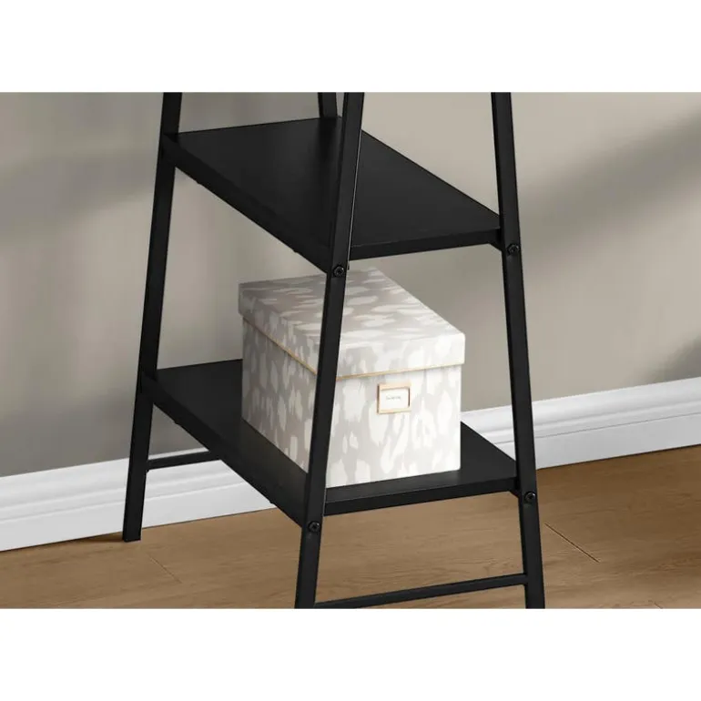 Computer desk - 3 tiers / 4 open shelves / sawhorse style - 48"l - black / bl - Monarch