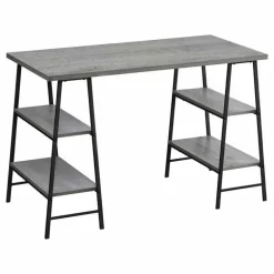 Computer desk - 3 tiers / 4 open shelves / sawhorse style - 48