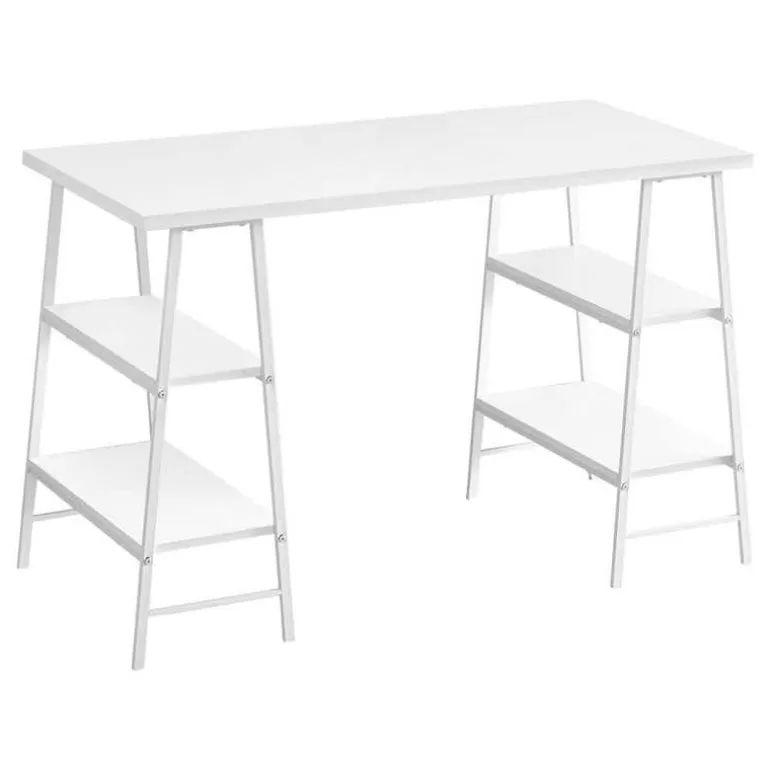 Computer desk - 3 tiers / 4 open shelves / sawhorse style - 48"l - white / wh - Monarch