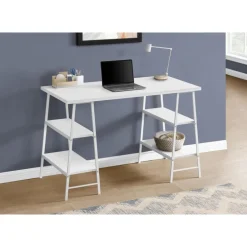 Computer desk - 3 tiers / 4 open shelves / sawhorse style - 48