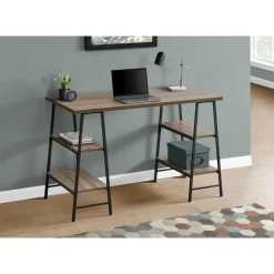 Computer desk - 3 tiers / 4 open shelves / sawhorse style - 48"l dark taupe - Monarch