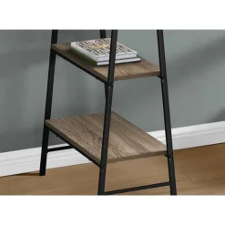 Computer desk - 3 tiers / 4 open shelves / sawhorse style - 48"l   dark taupe - Monarch