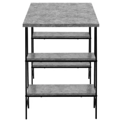 Computer desk - 3 tiers / 4 open shelves / sawhorse style - 48"l - grey stone - Monarch