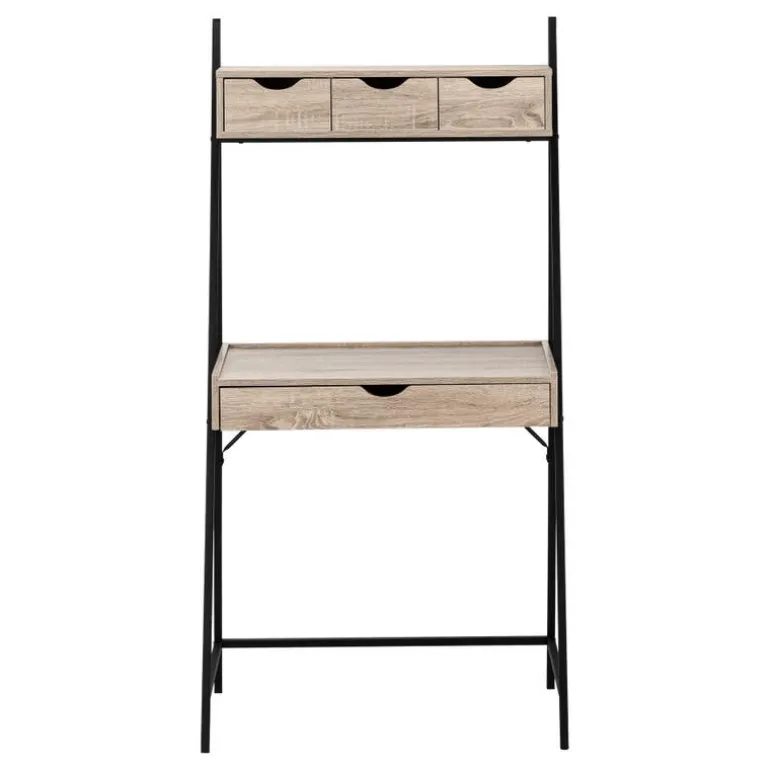 Computer desk - 2 tiers / 4 storage drawers / ladder style - 32"l - dark taup - Monarch