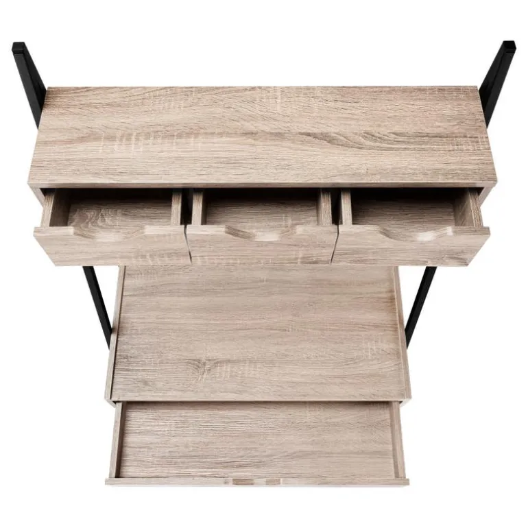 Computer desk - 2 tiers / 4 storage drawers / ladder style - 32"l - dark taup - Monarch