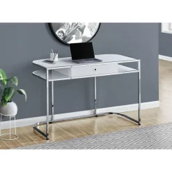 Computer desk - 2 tiers / 1 storage drawer / 2 open shelves / contemporary st - Monarch