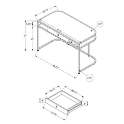Computer desk - 2 tiers / 1 storage drawer / 2 open shelves / contemporary st - Monarch
