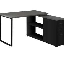 Computer desk - black / grey top left/right facing corner - Monarch