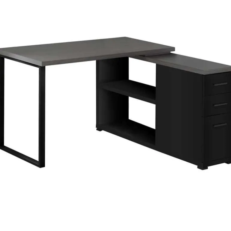 Computer desk - black / grey top left/right facing corner - Monarch