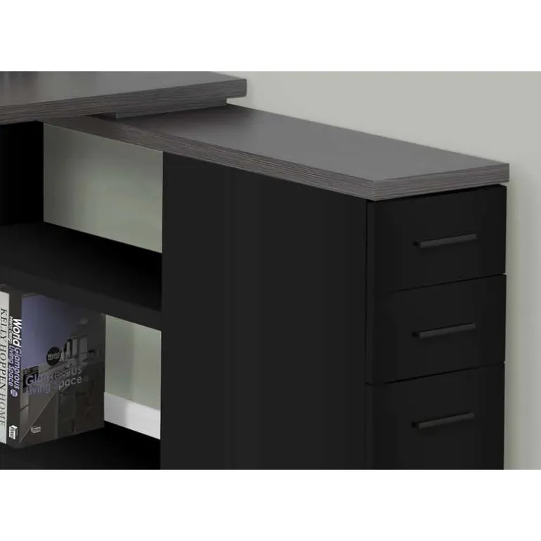 Computer desk - black / grey top left/right facing corner - Monarch