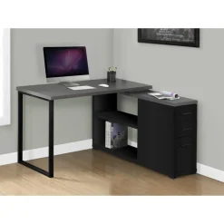 Computer desk - black / grey top left/right facing corner - Monarch