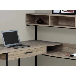 Computer desk - dark taupe / black metal corner - Monarch
