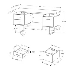 Computer desk / dark taupe and silver metal - Monarch
