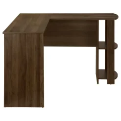 Computer desk - dark walnut l-shaped corner / 2 shelves - Monarch