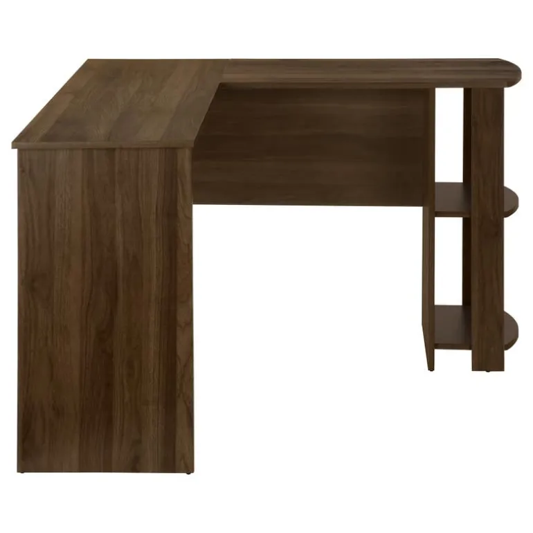 Computer desk - dark walnut l-shaped corner / 2 shelves - Monarch