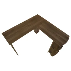 Computer desk - dark walnut l-shaped corner / 2 shelves - Monarch