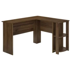 Computer desk - dark walnut l-shaped corner / 2 shelves - Monarch