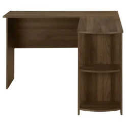 Computer desk - dark walnut l-shaped corner / 2 shelves - Monarch