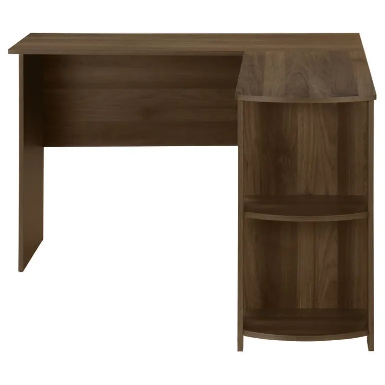 Computer desk - dark walnut l-shaped corner / 2 shelves - Monarch