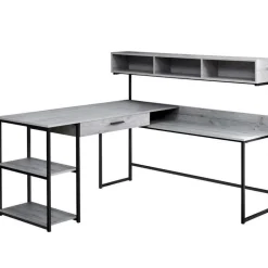 Computer desk - grey / black metal corner - Monarch