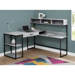 Computer desk - grey / black metal corner - Monarch