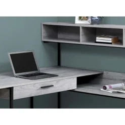 Computer desk - grey / black metal corner - Monarch