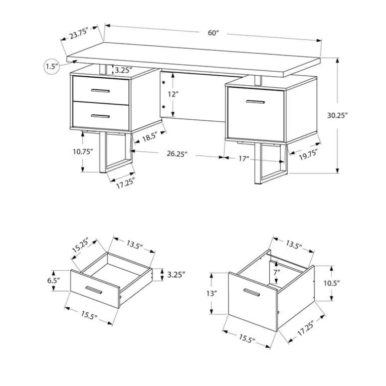 Computer desk / grey - Monarch