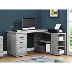 Computer desk - grey reclaimed wood l/r facing corner - Monarch