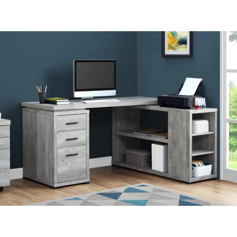 Computer desk - grey reclaimed wood l/r facing corner - Monarch