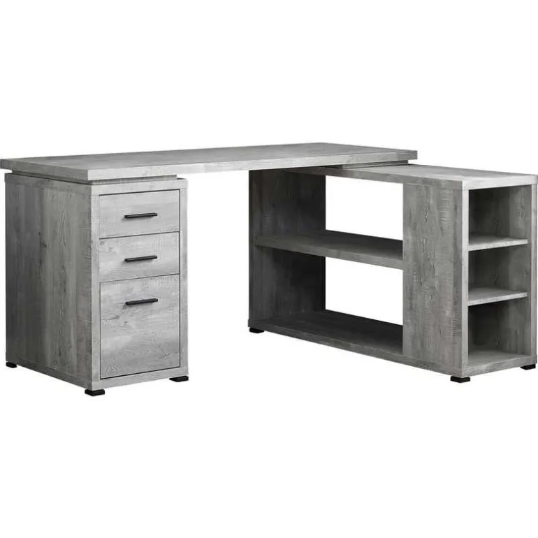 Computer desk - grey reclaimed wood l/r facing corner - Monarch