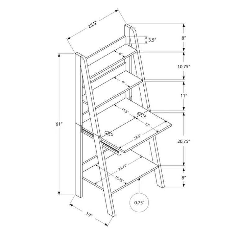 Computer desk - 61"h / espresso ladder style - Monarch