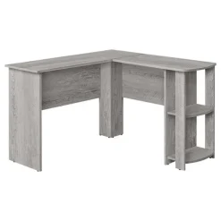 Computer desk - industrial grey l-shaped corner/2 shelves - Monarch
