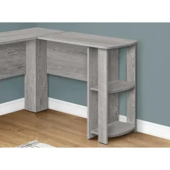 Computer desk - industrial grey l-shaped corner/2 shelves - Monarch