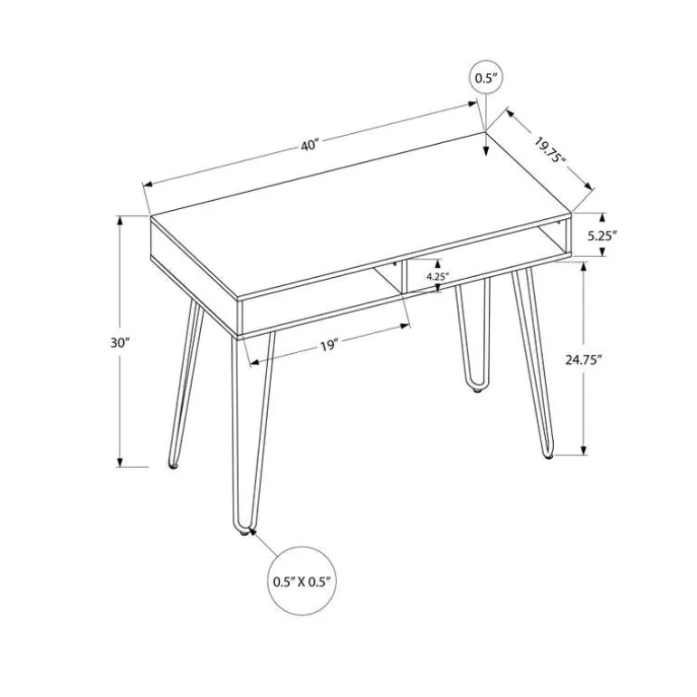 Computer desk - 40"l / black / black metal - Monarch