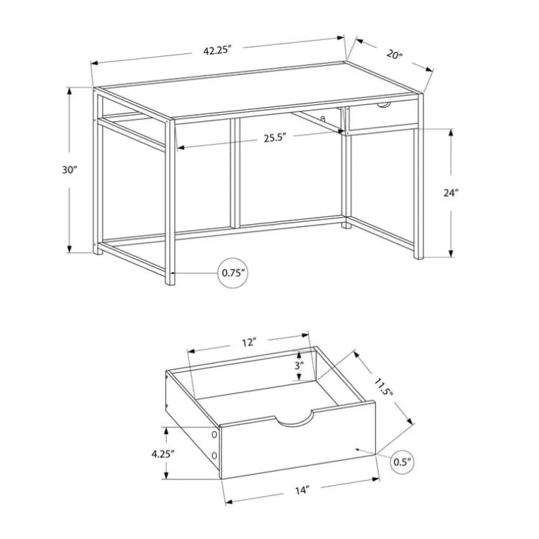 Computer desk - 42"l / black / black metal - Monarch