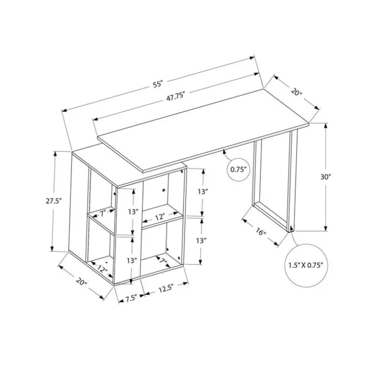 Computer desk - 55"l / black oak left or right facing - Monarch