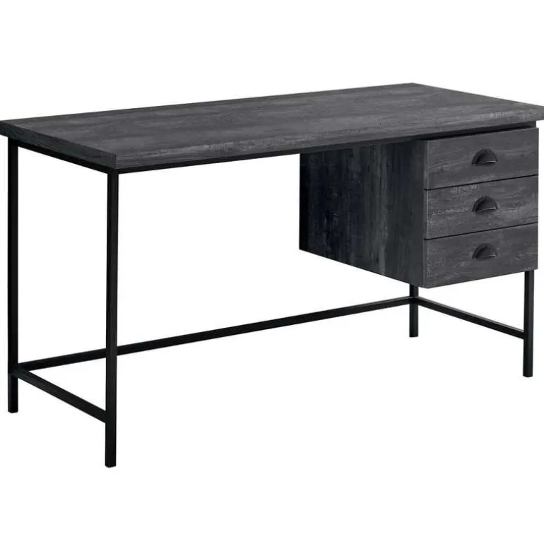 Computer desk - 55"l / black reclaimed wood / black metal - Monarch