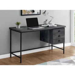 Computer desk - 55"l / black reclaimed wood / black metal - Monarch
