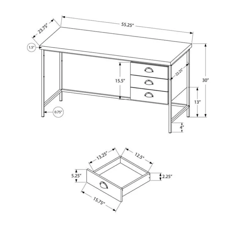Computer desk - 55"l / black reclaimed wood / black metal - Monarch