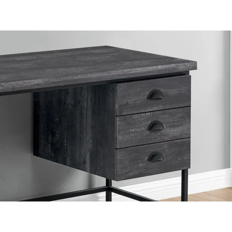 Computer desk - 55"l / black reclaimed wood / black metal - Monarch